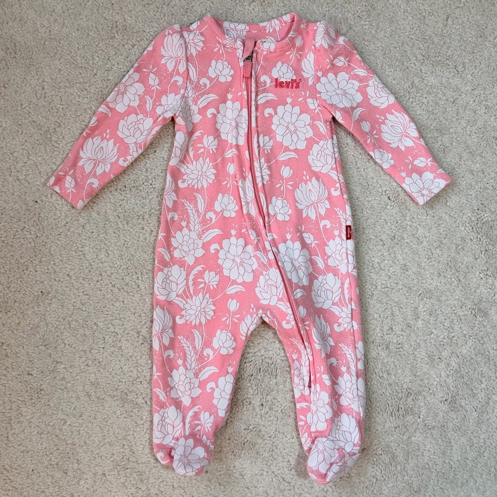 Levi's Pink and White Floral Kids Footie